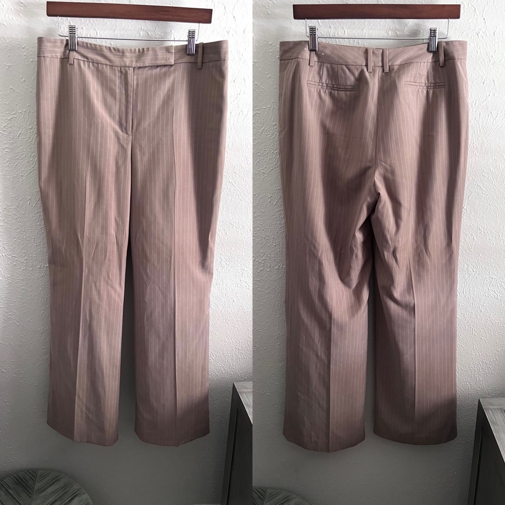 Ann Taylor Petites NWOT Tan Pinstripe Dress Pants Women's 12P